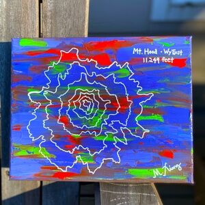 New Original Acrylic Painting: Mt Hood Topography